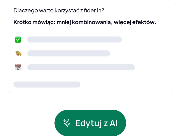 Generowanie treści z AI w edytorze Fider